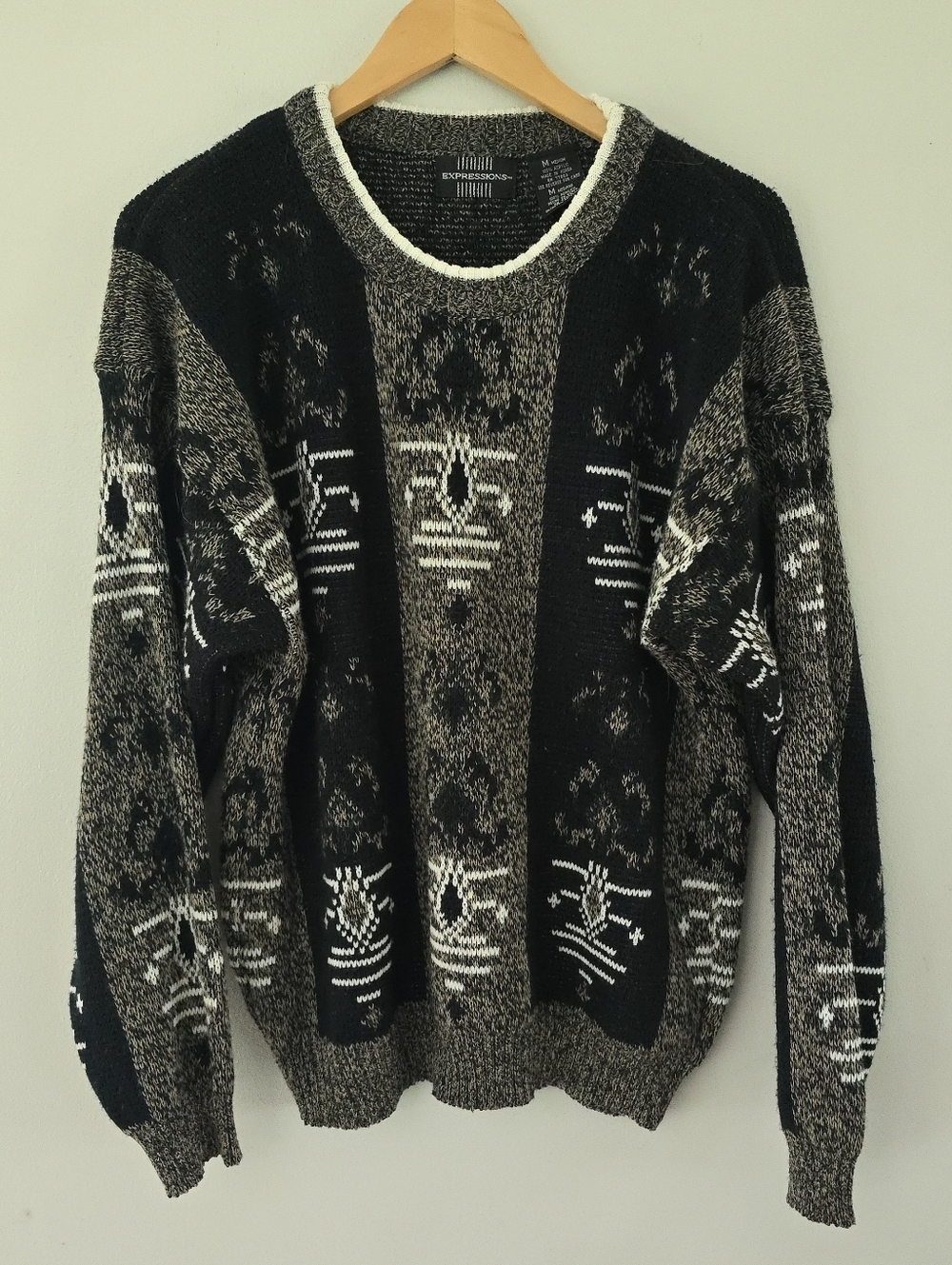 Vintage 90s Cosby Style Expressions Aztec Knit Sweater Grandpa Indie Sleaze